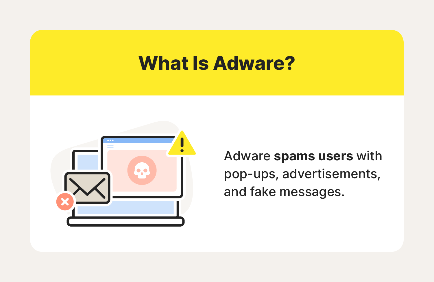 A design briefly explains what adware is.