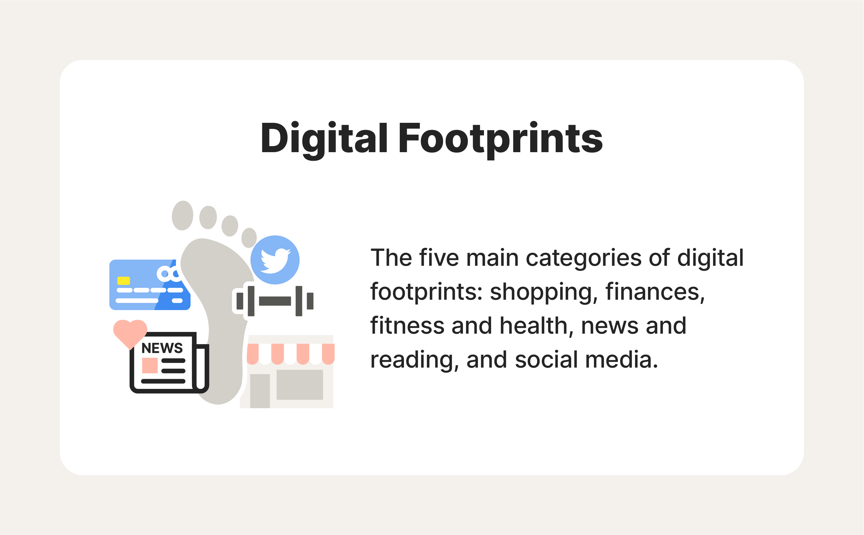 Graphic showing the five main categories of digital footprints.